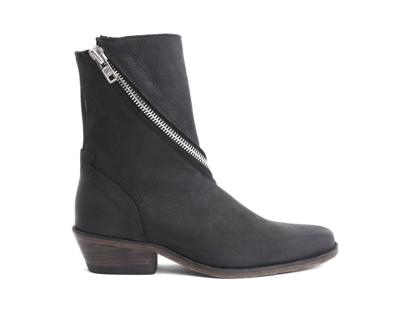 Skin Noir Spiral-Zip Leather Boot: Profile outside
