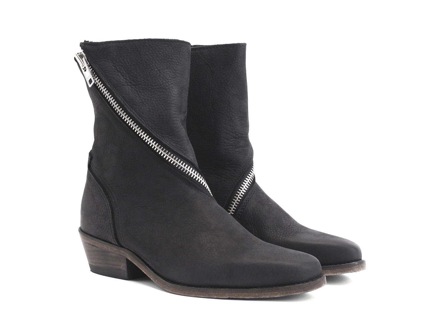 Skin Noir Spiral-Zip Leather Boot: Quarter view