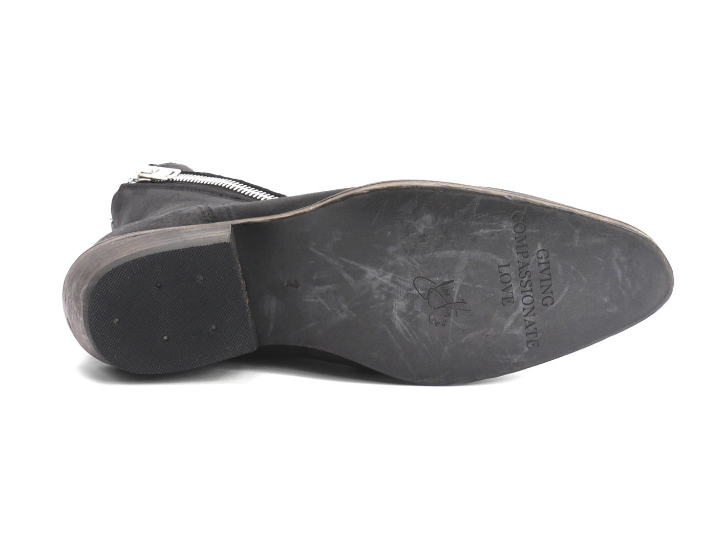 Skin Noir Spiral-Zip Leather Boot: Sole