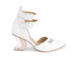 Slant White Ankle strap heel: Profile outside