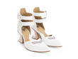 Slant White Ankle strap heel: Quarter view
