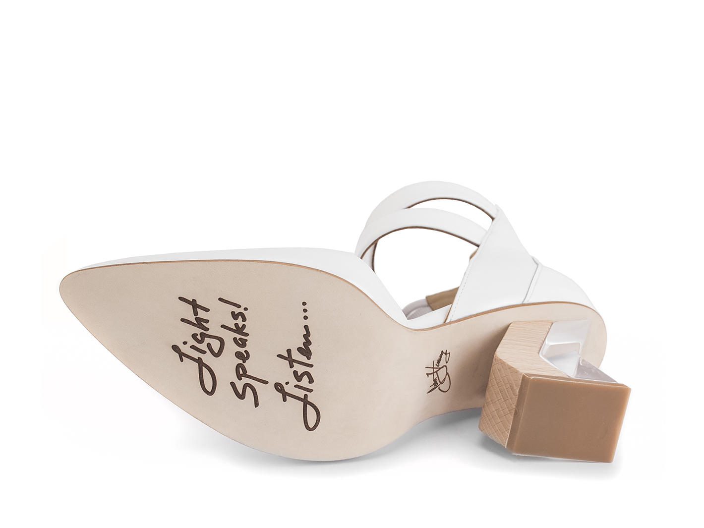 Slant White Ankle strap heel: Sole