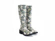 Slouch Green/Floral Tall Leather Boots: Quarter view