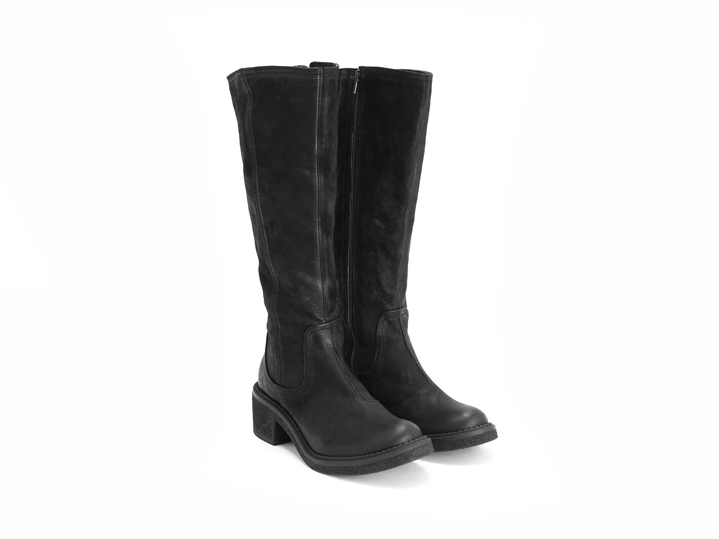 Slouch Noir Botte haute en cuir: Quarter view