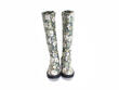 Slouch Vert menthe floral Botte haute en cuir: Front