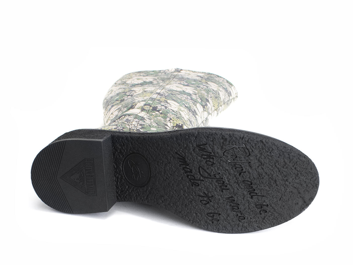 Slouch Vert menthe floral Botte haute en cuir: Sole