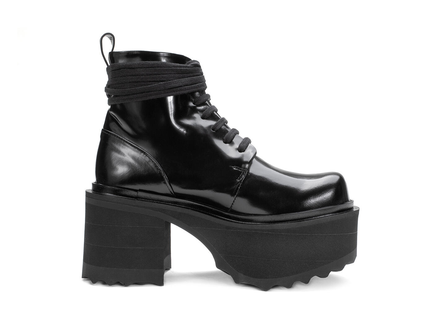 Smarty Black Lace-Up Platform Boots: Profile inside
