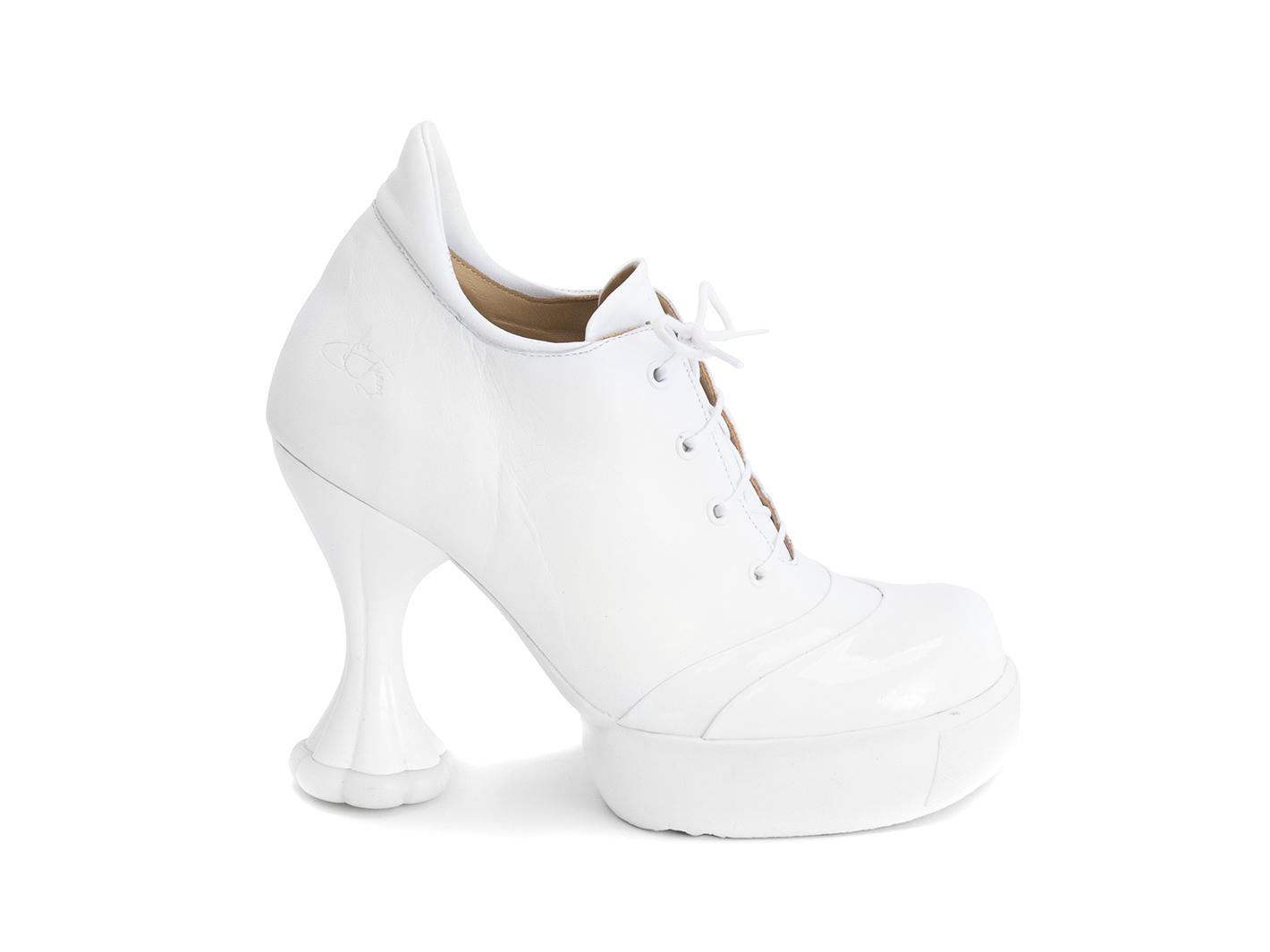 Sova Sundae White Heeled platform lace-up: Profile outside