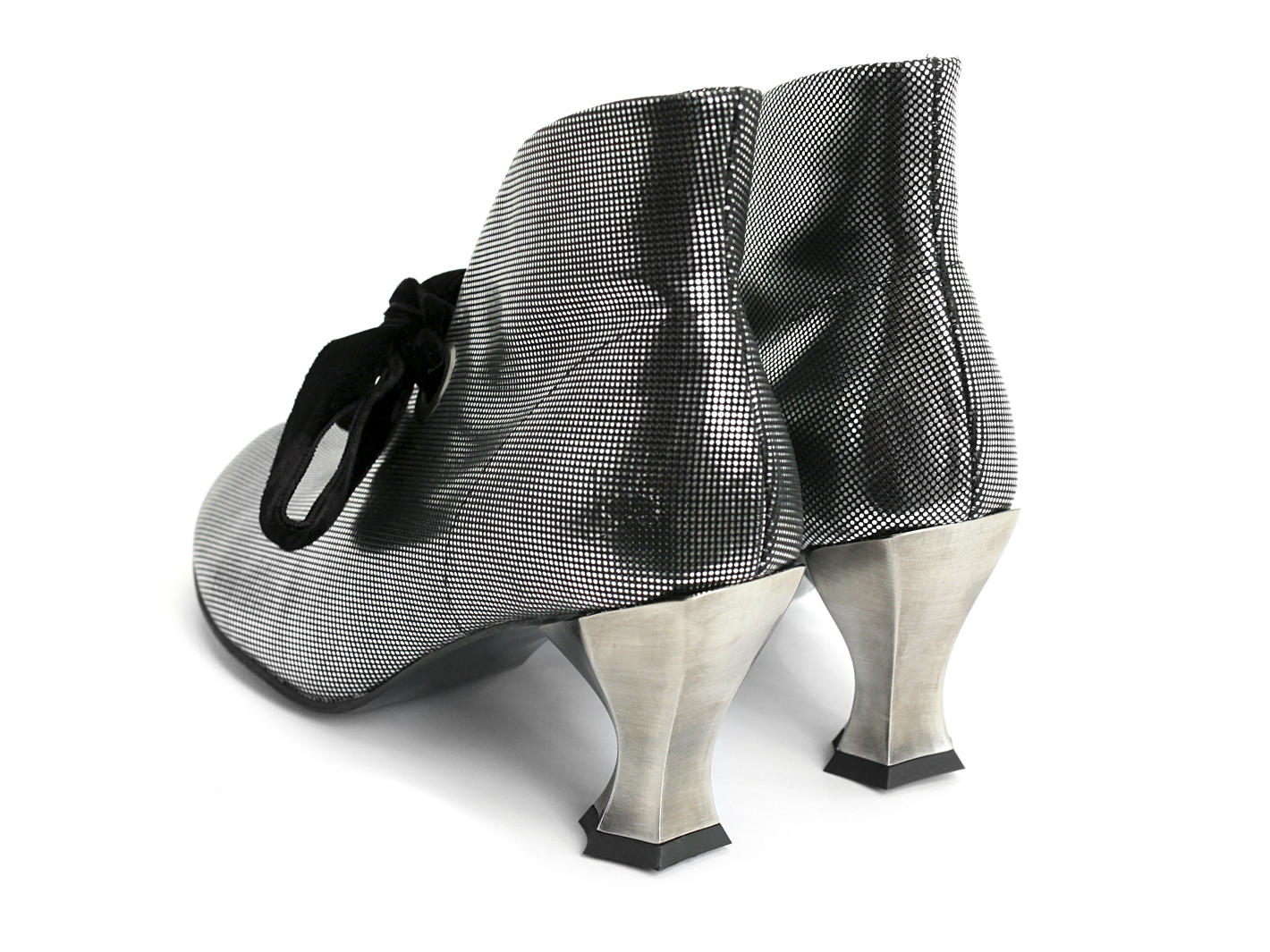 Sparkler Silver Silver lace-up bootie: Back