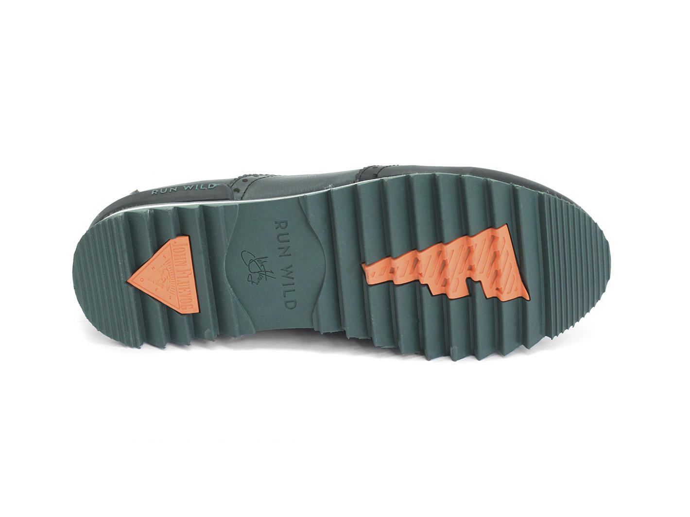 Spirit Black, Green & Grey Waxed Leather Wingtip Sneaker: Sole
