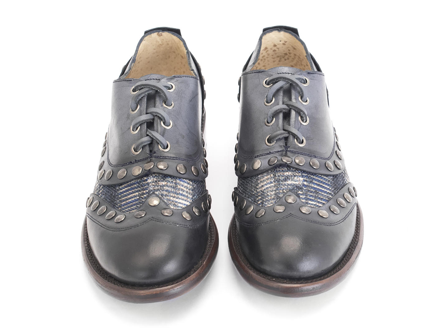 Studly Bleu Richelieu à bout golf à rivets: Front