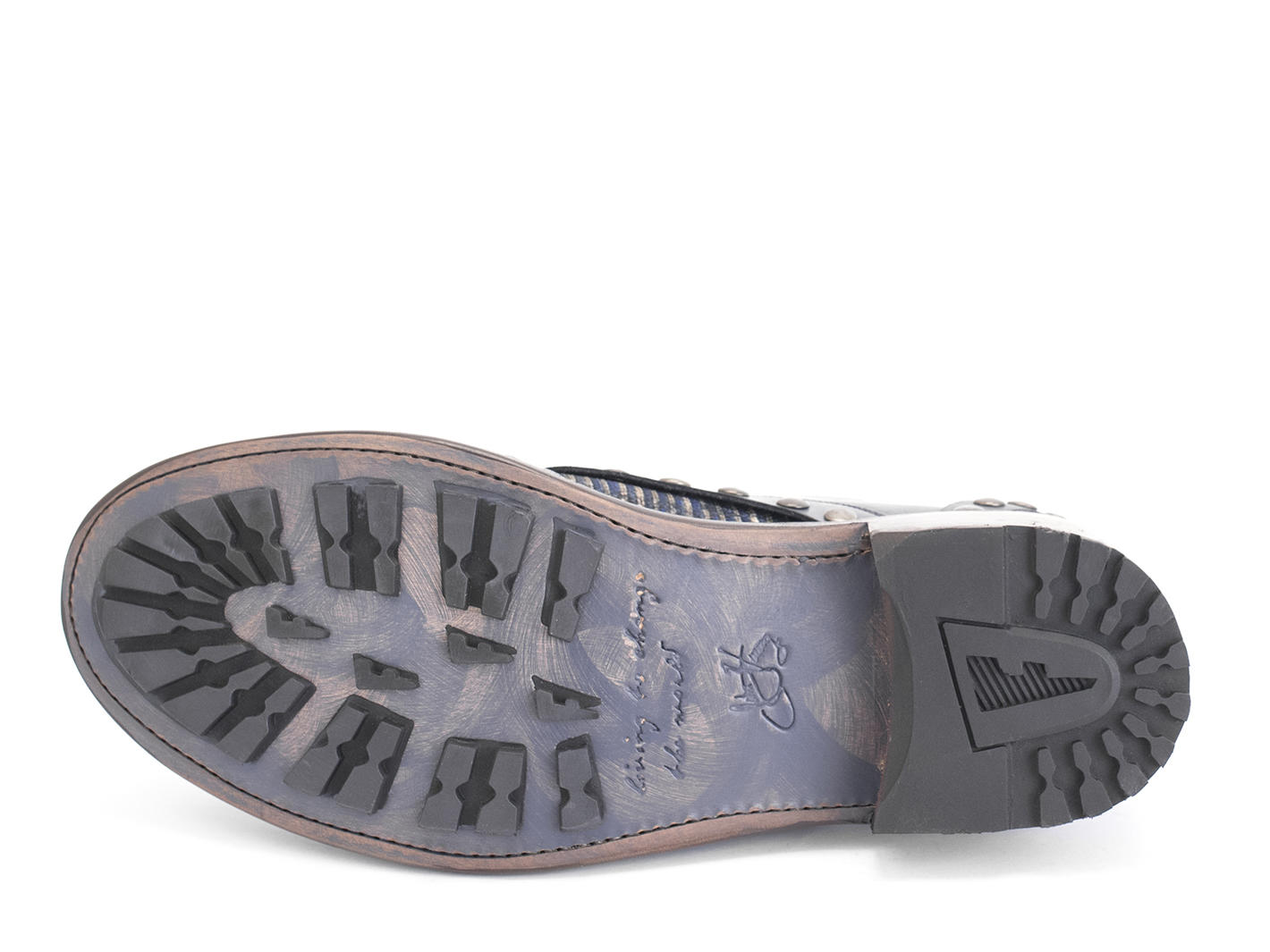 Studly Bleu Richelieu à bout golf à rivets: Sole
