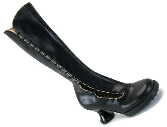 Sugar Noir & Beige Knee-High Lace-up Boot