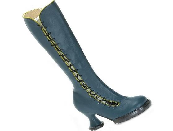 Sugar Teal with Olive Knee-High Lace-up Boot