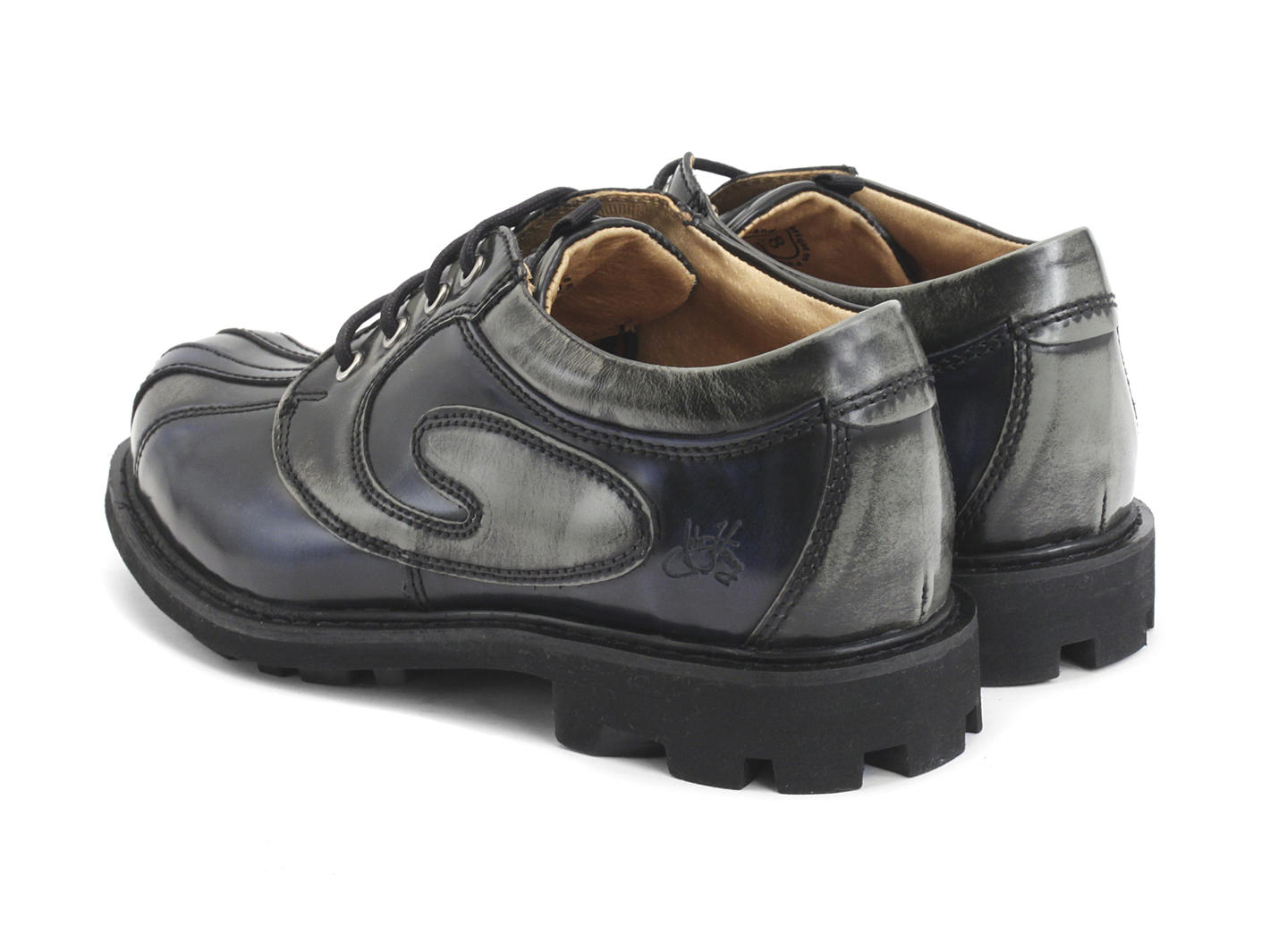 Supervog: Women’s Blue, Grey & Black Classic Lace-up Derby: Back