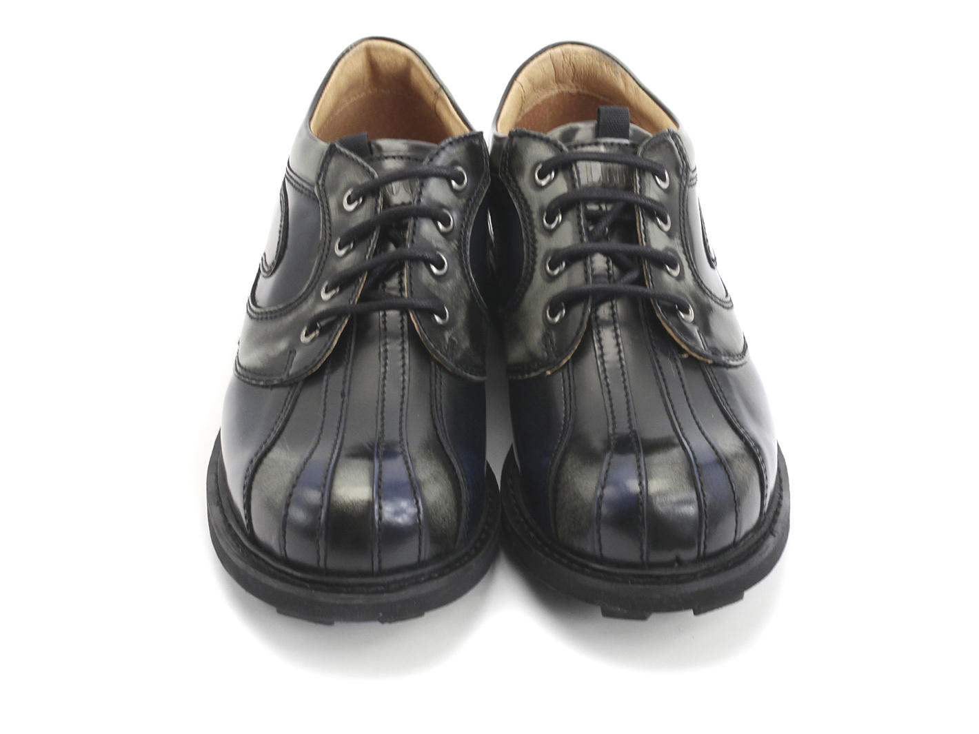 Supervog: Women’s Blue, Grey & Black Classic Lace-up Derby: Front