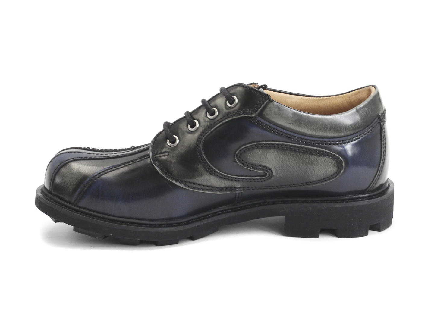 Supervog: Women’s Blue, Grey & Black Classic Lace-up Derby: Profile inside
