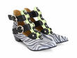 Tammi Rose Zebra/Green Strappy Ankle Booties: Quarter view