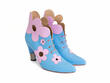 Tauri Blue/Lilac Flower ankle boot: Quarter view