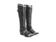 Teah Black Tall ornate boot: Quarter view