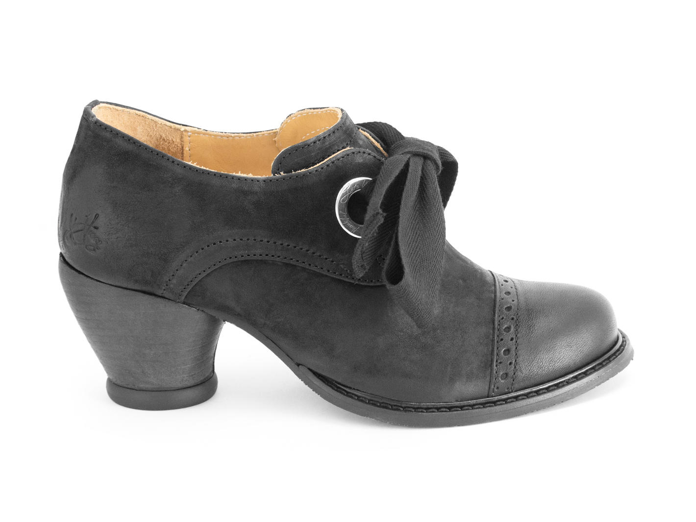 Templeton Black Single eyelet lace-up shoe: Profile outside