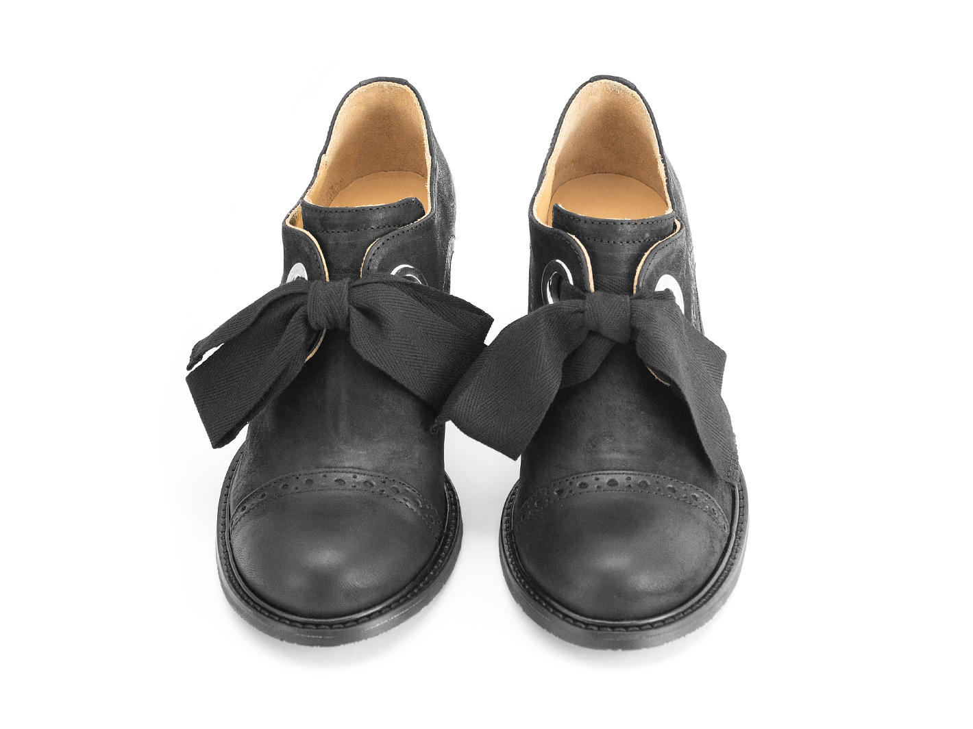 Templeton Noir Chaussure lacée à une paire d'oeillets: Front