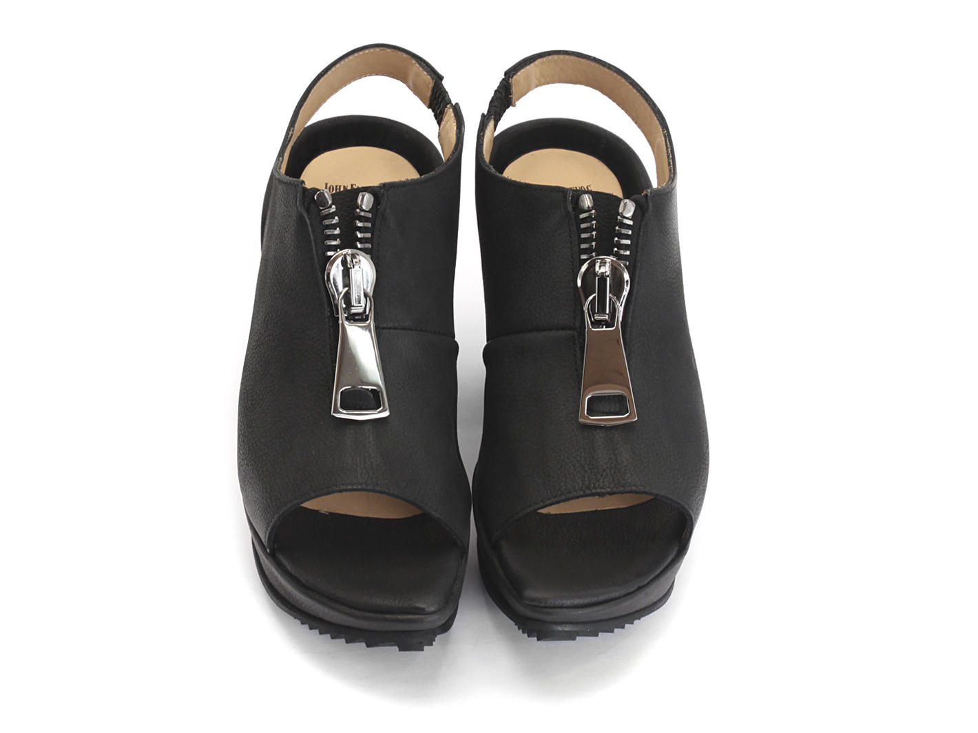 Tent Black Open Toe Platform Sandal: Front