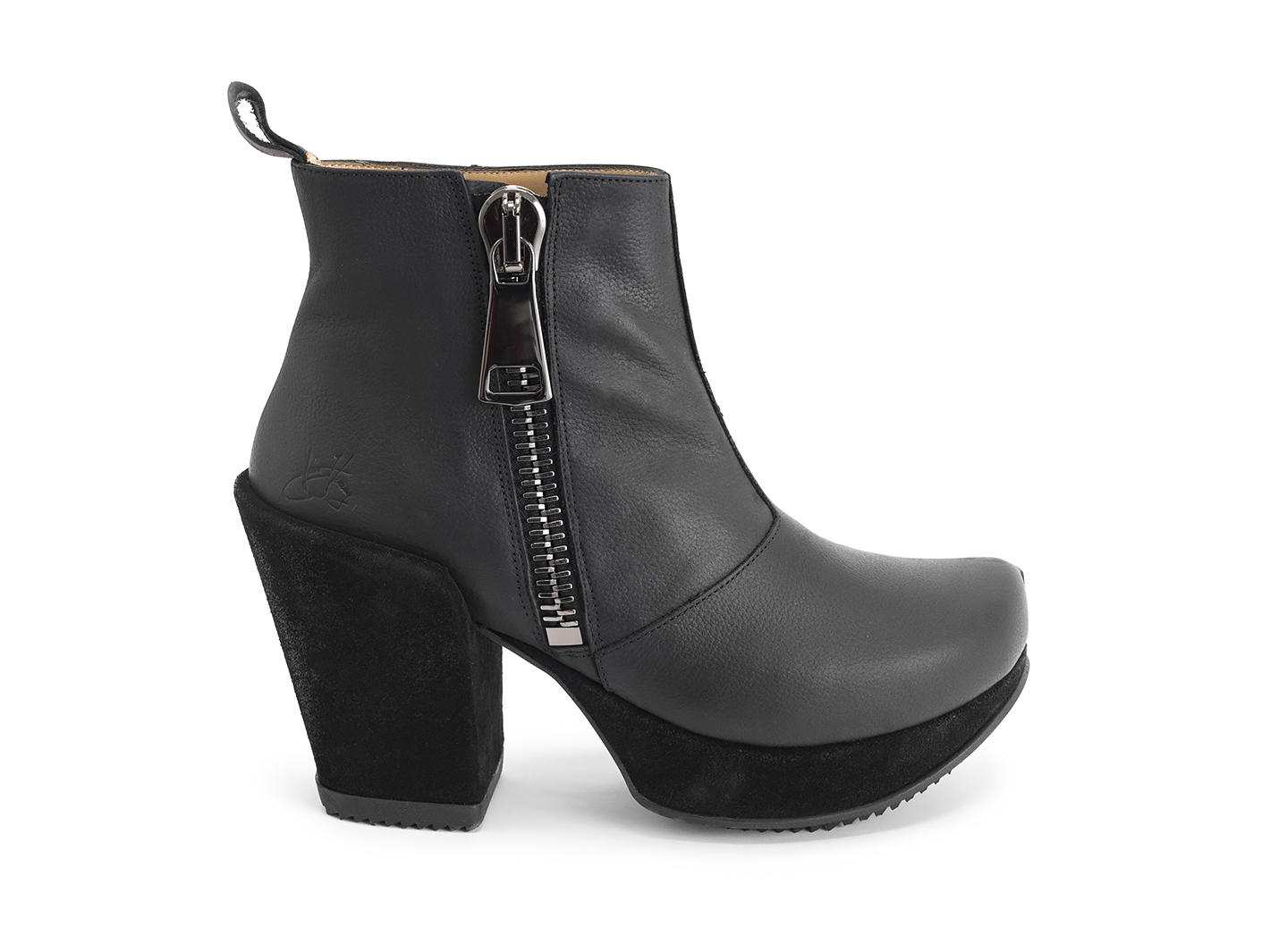 Tinder Black Leather Platform Boot: Profile outside