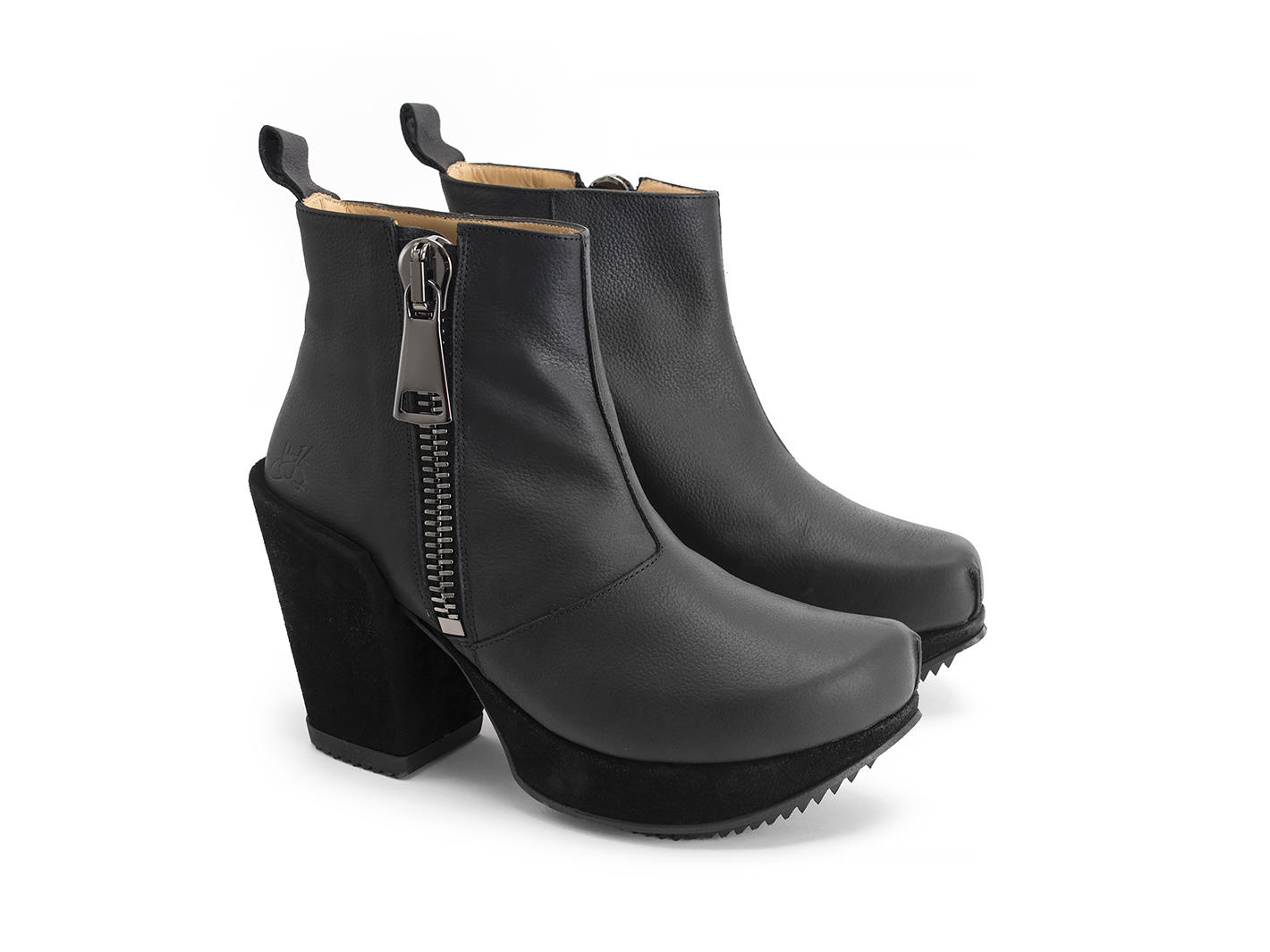 Tinder Noir Botte plateforme en cuir: Quarter view