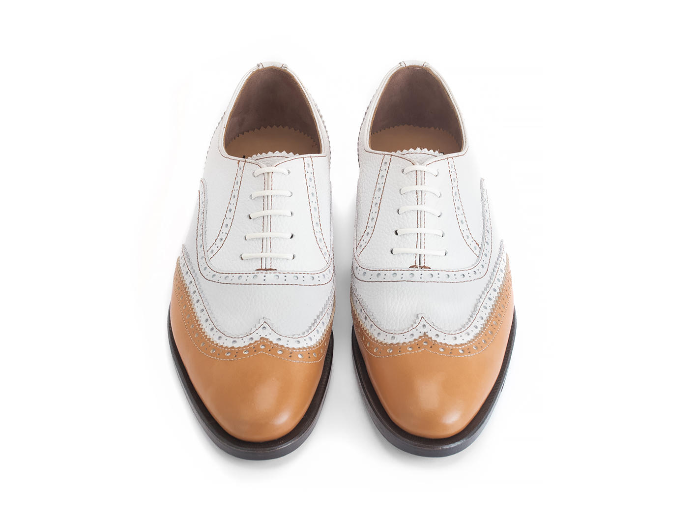 Toledo White/Orange Richelieu à double bout golf: Front