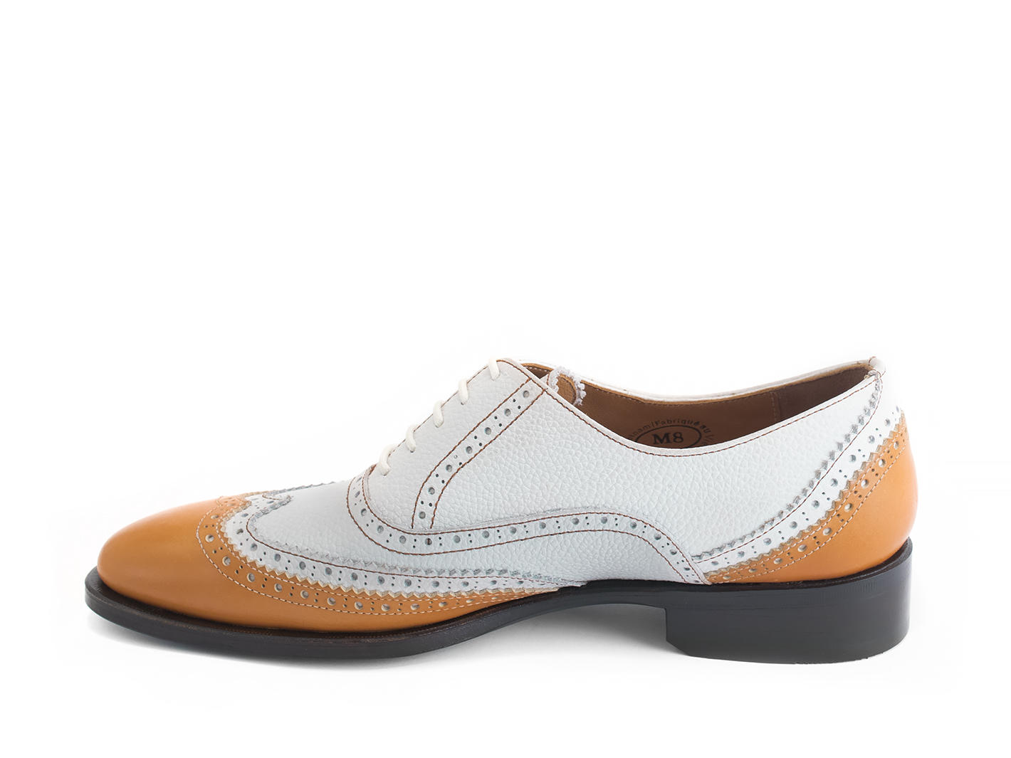 Toledo White/Orange Richelieu à double bout golf: Profile inside