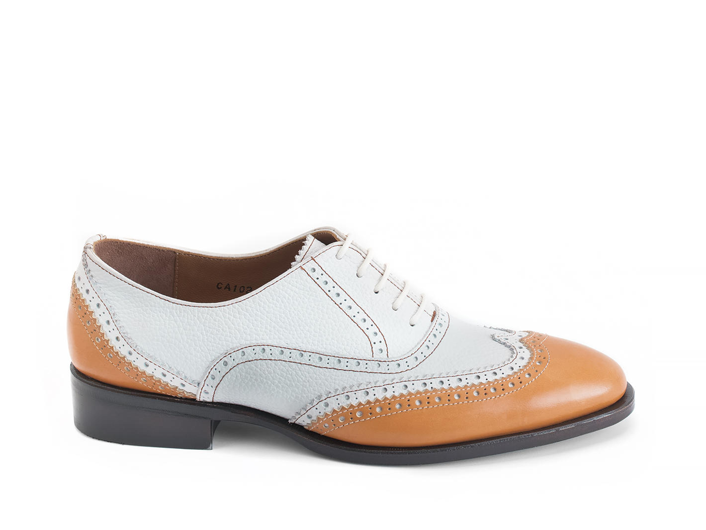 Toledo White/Orange Richelieu à double bout golf: Profile outside