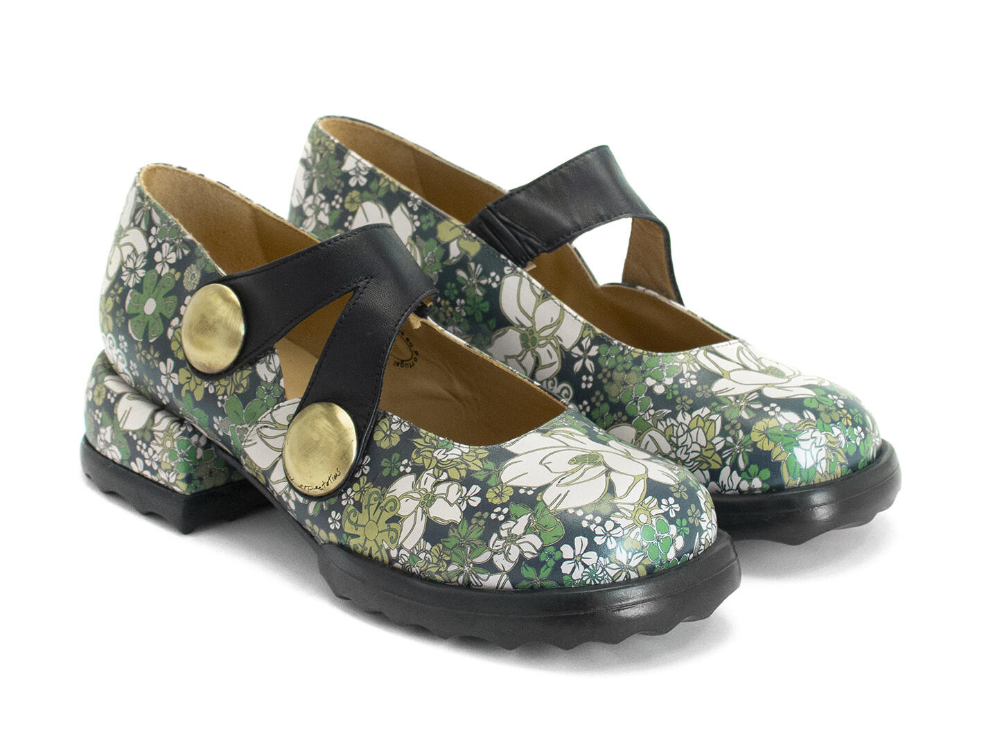 Trina Vert floral Charles IX à rivets: Quarter view