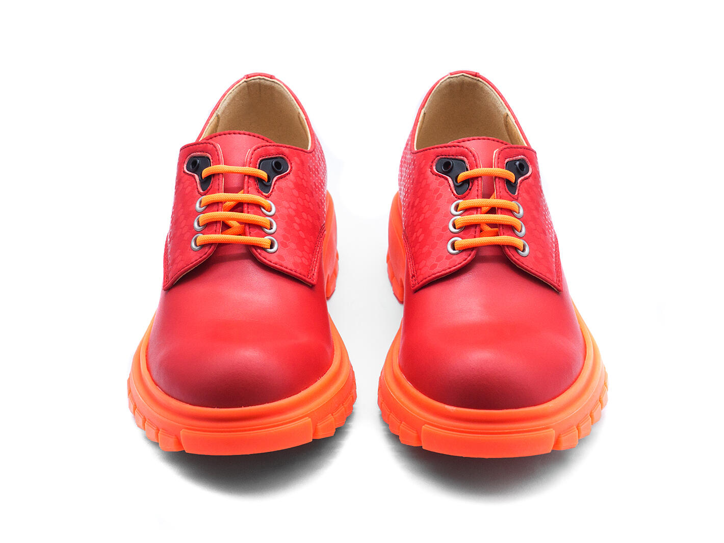Tuesday Red Vegan Everyday Derby Lace-Up Shoes: Front