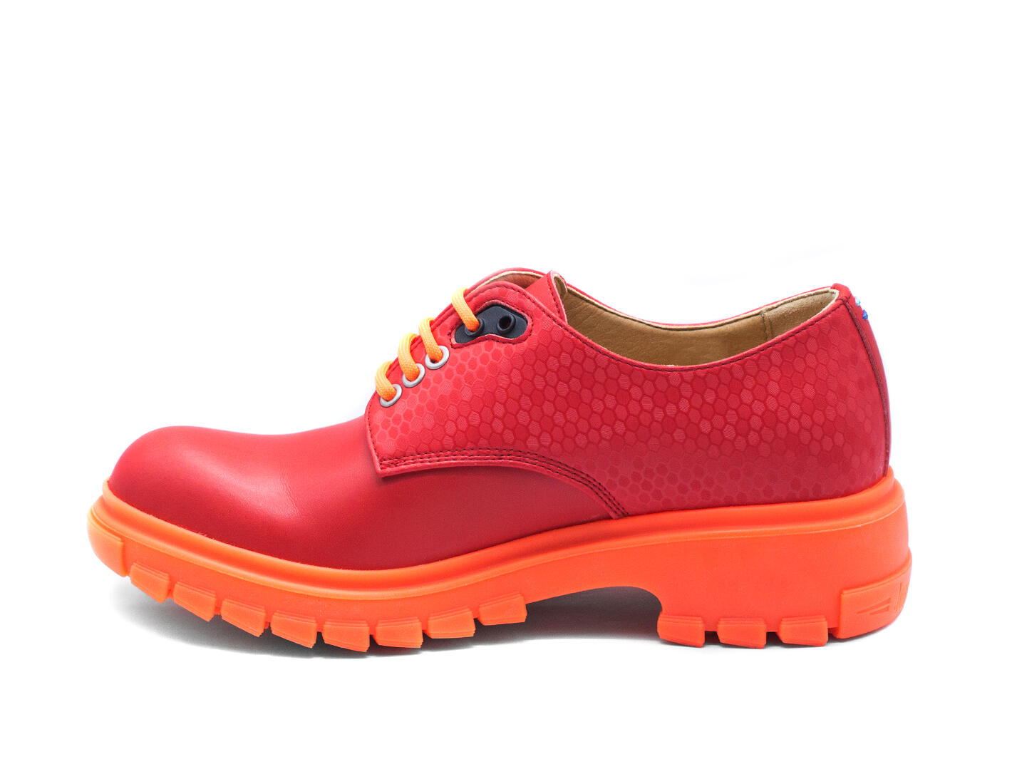Tuesday Red Vegan Everyday Derby Lace-Up Shoes: Profile inside