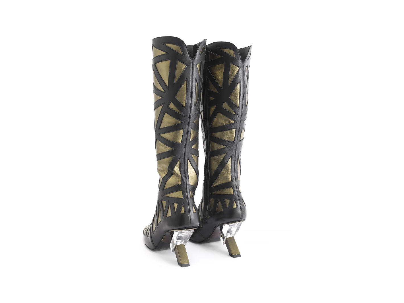 Turner Gold Tall boot with metal heel: Back