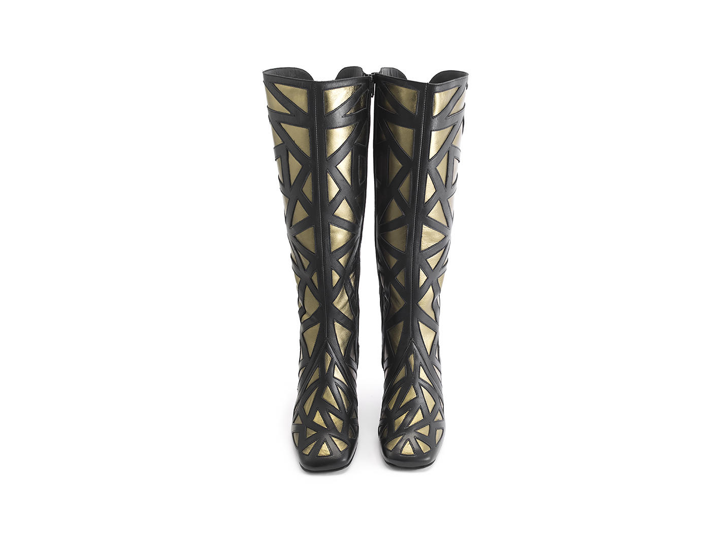 Turner Gold Tall boot with metal heel: Front