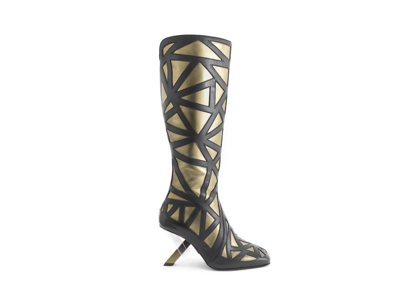 Turner Gold Tall boot with metal heel: Profile outside