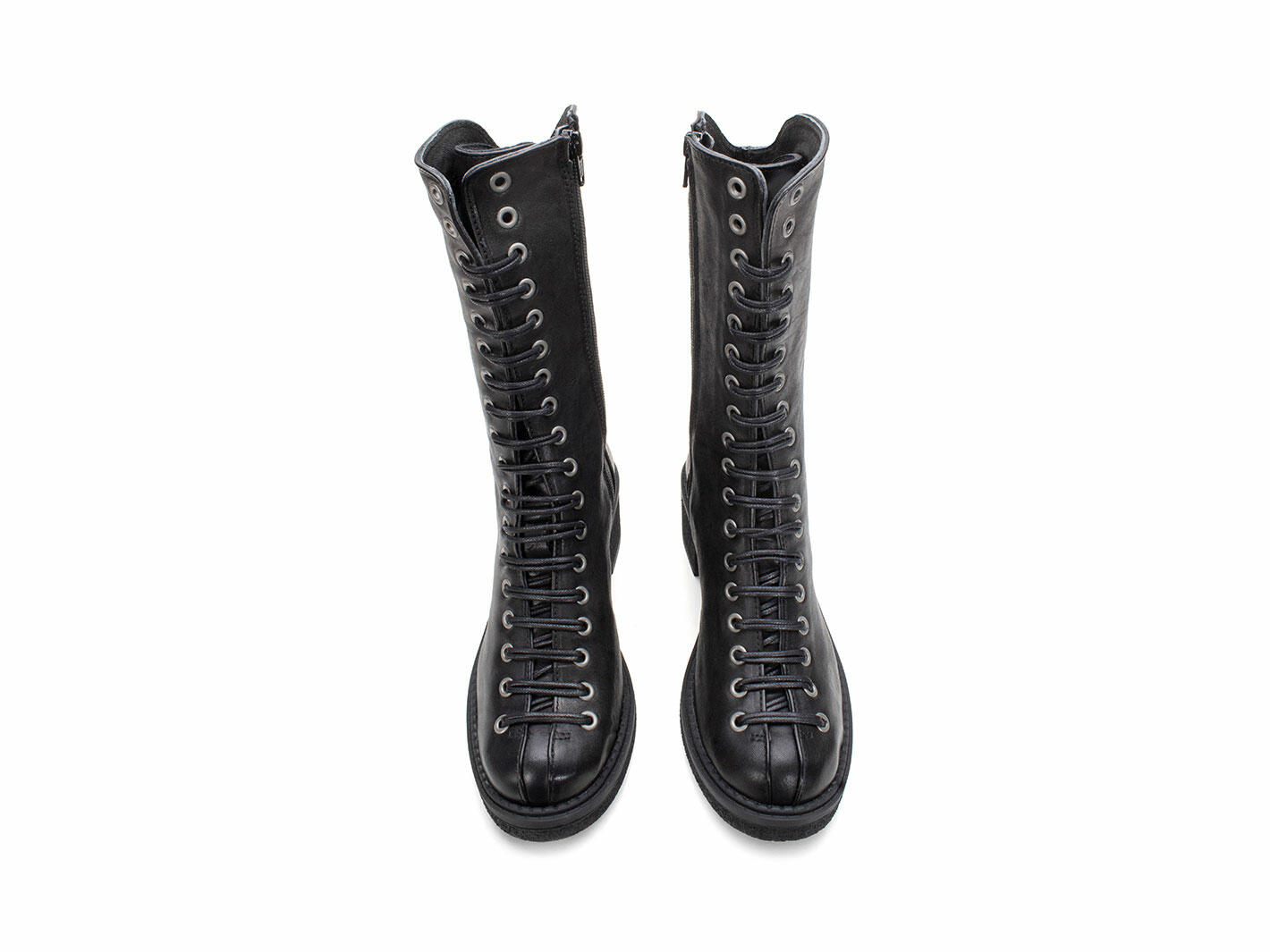 Vagabond Black Tall Lace-Up Boots: Front