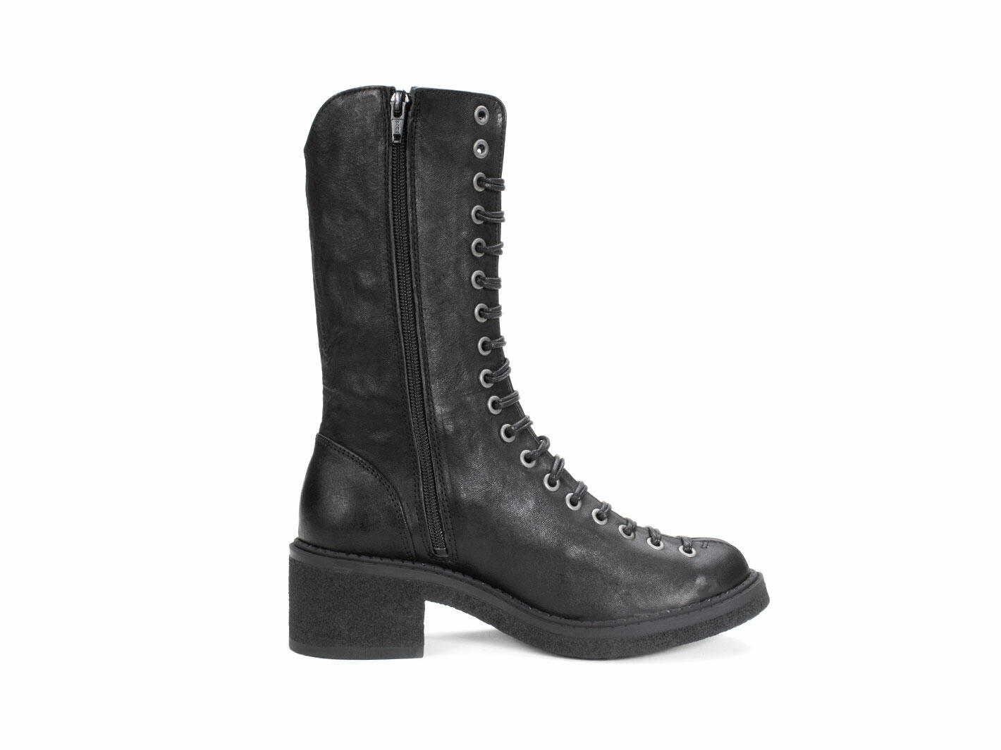 Vagabond Black Tall Lace-Up Boots: Profile inside