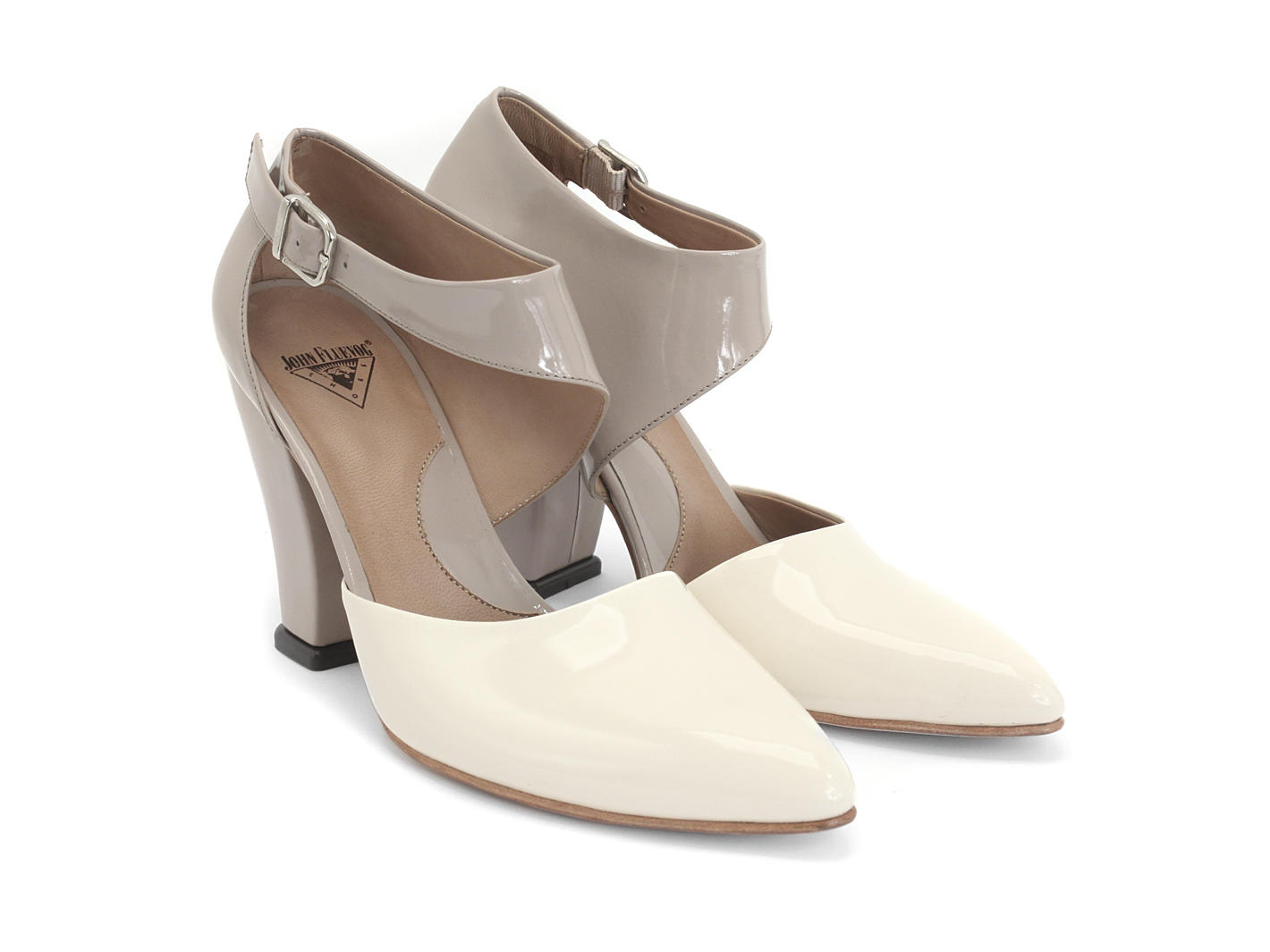 Vanessa Mauve & Cream Ankle Strapped Leather Heel