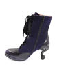 Victoria Purple Suede & Purple Rub-off Elegant Ribbon Lace-Up Boots