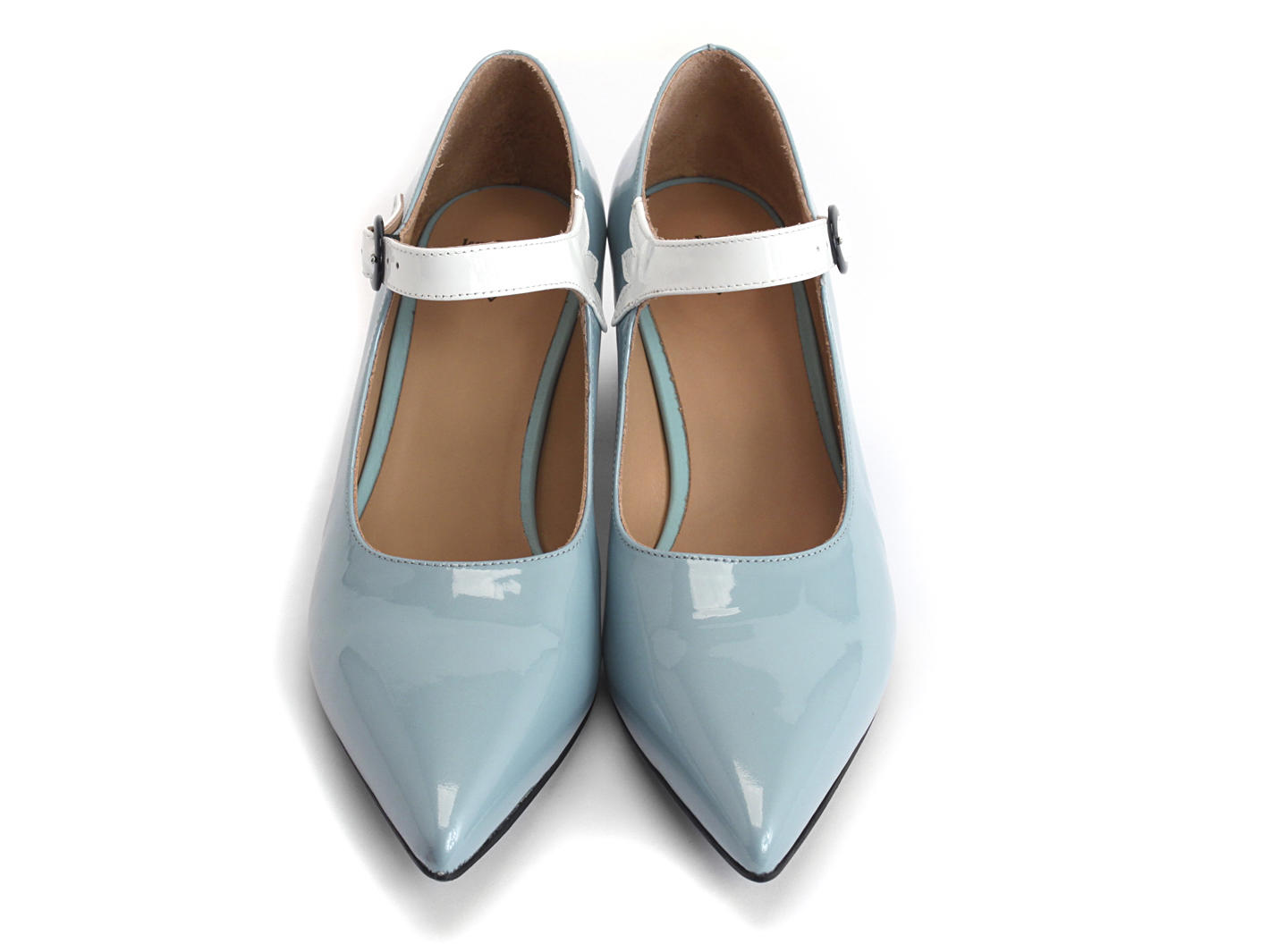 Vivian Blue & White Block heeled mary jane: Front