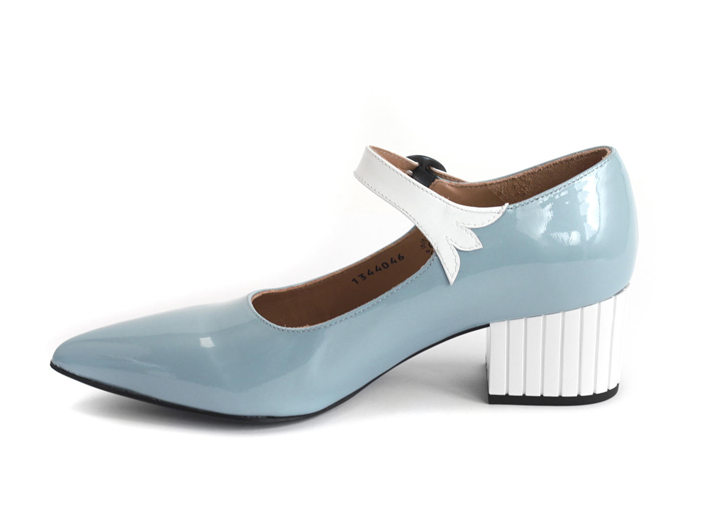 Vivian Blue & White Block heeled mary jane: Profile inside