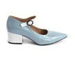 Vivian Blue & White Block heeled mary jane: Profile outside