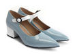 Vivian Blue & White Block heeled mary jane: Quarter view