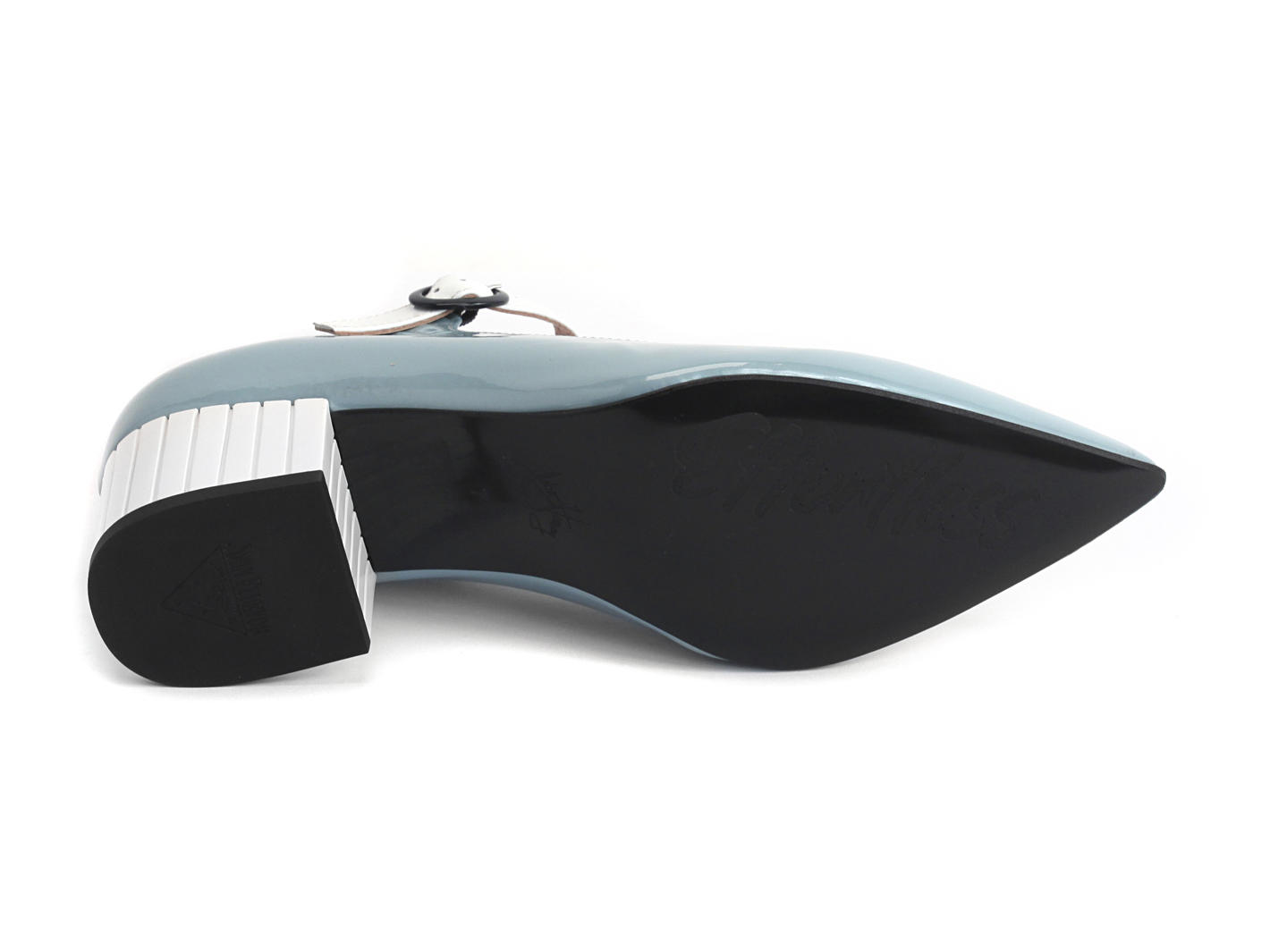 Vivian Blue & White Block heeled mary jane: Sole