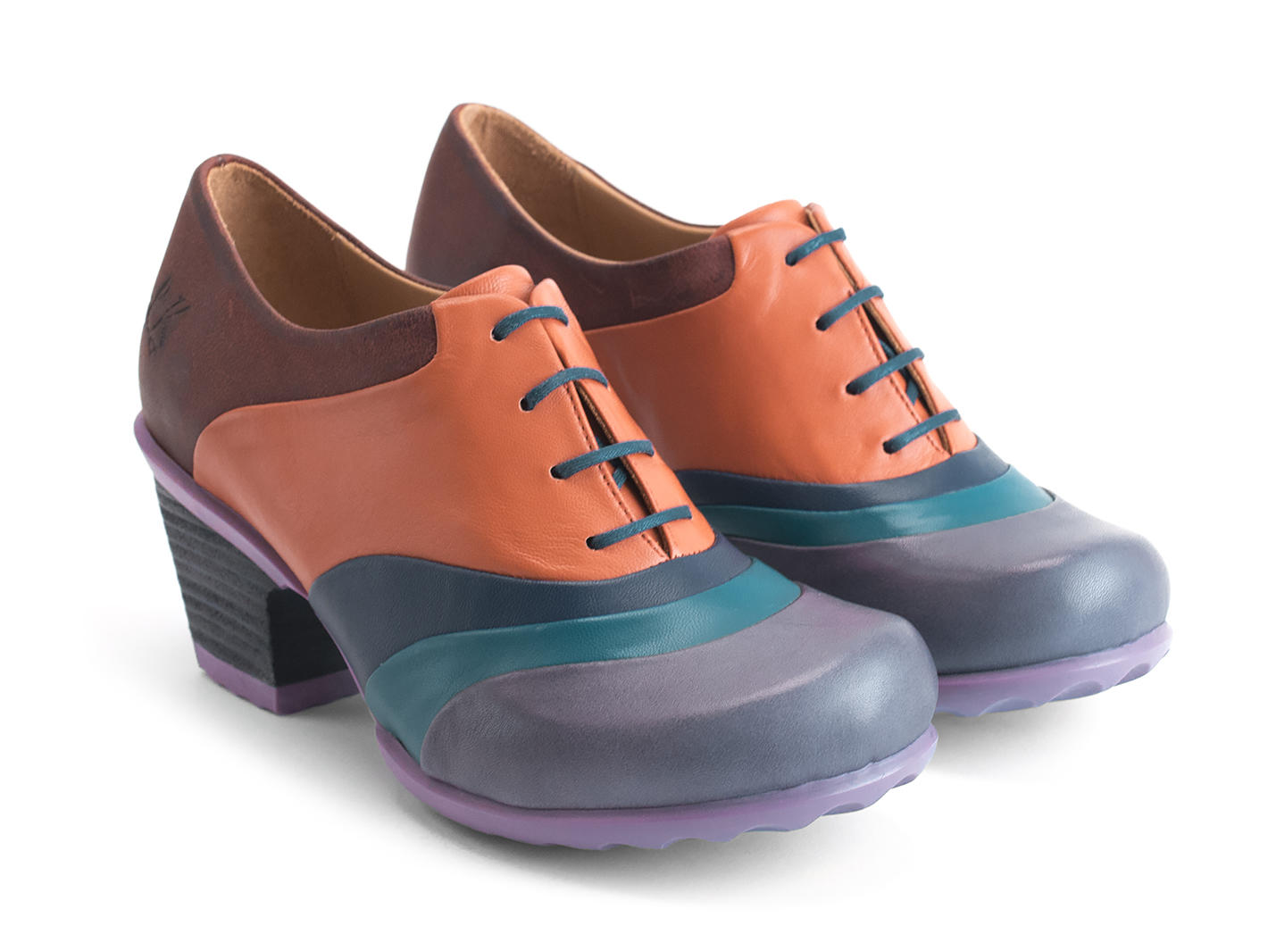 Vow Violet & Orange Talon à lacets au bout arrondi: Quarter view