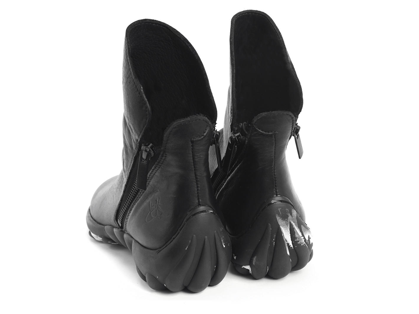 Walker: Womens Black Slouchy zip-up ankle boot: Back