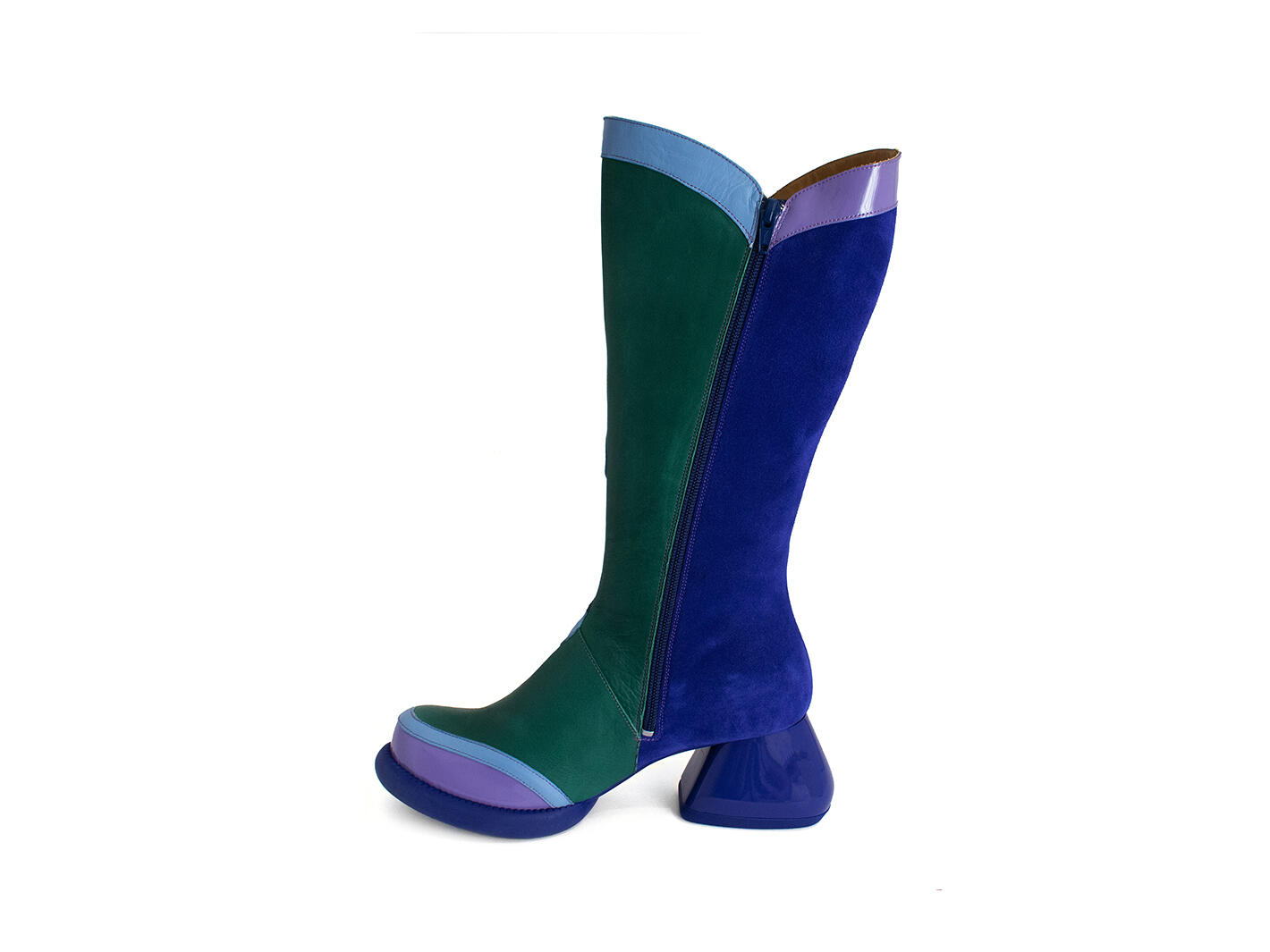 Warhol Blue/Green Multi Leather Boots: Profile inside